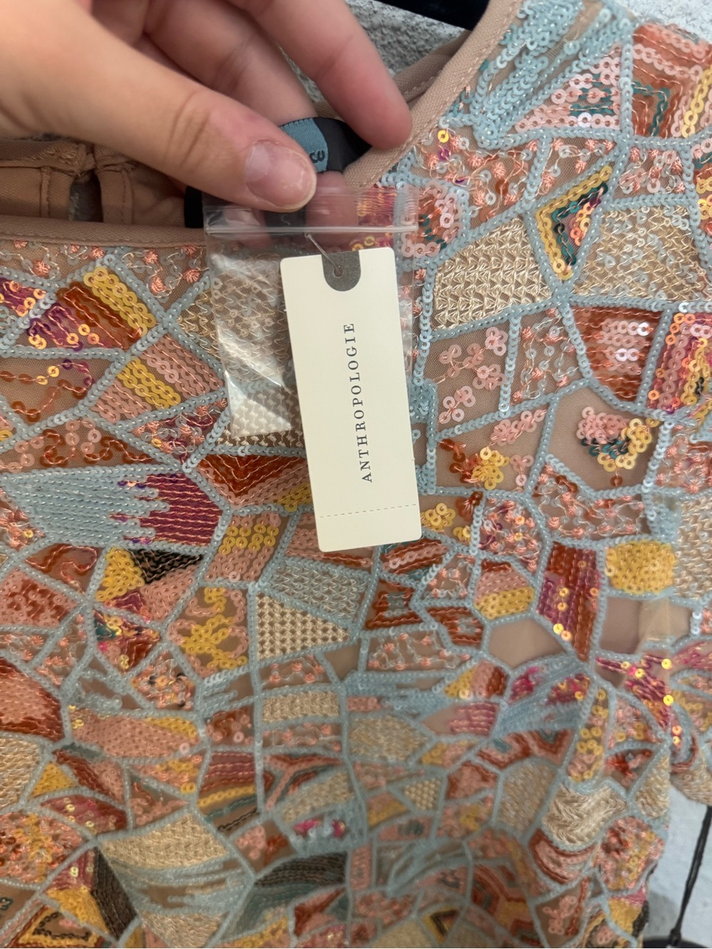 Eva Franco Loretta Mosaic Sequin Short Sleeve Top (Anthropologie) - Picture 5 of 8
